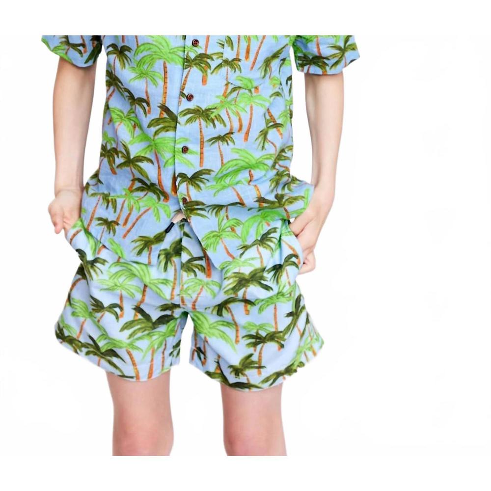 NEW AO76 kids hawaii palm trees shirt in green